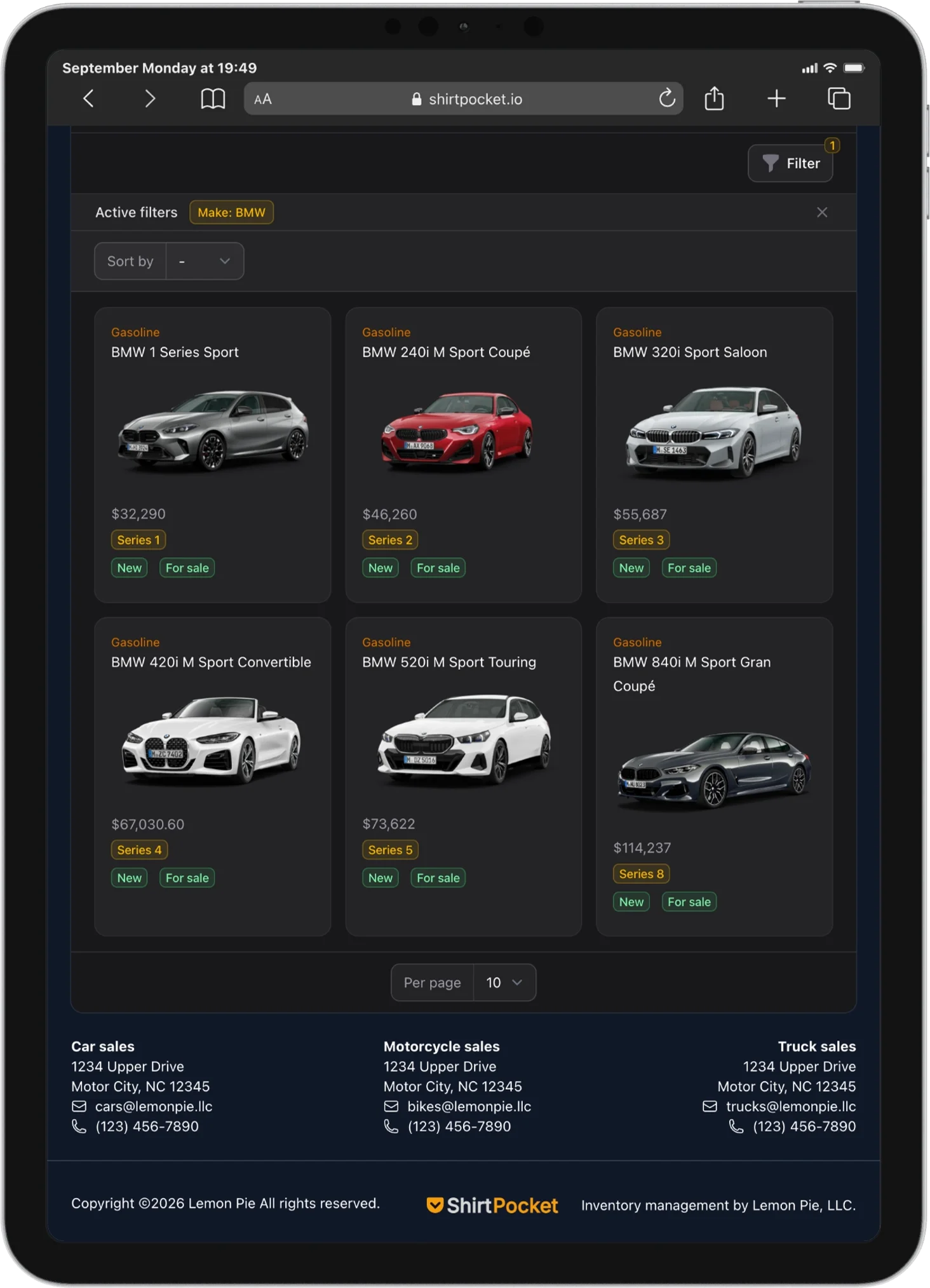 Listings screenshot