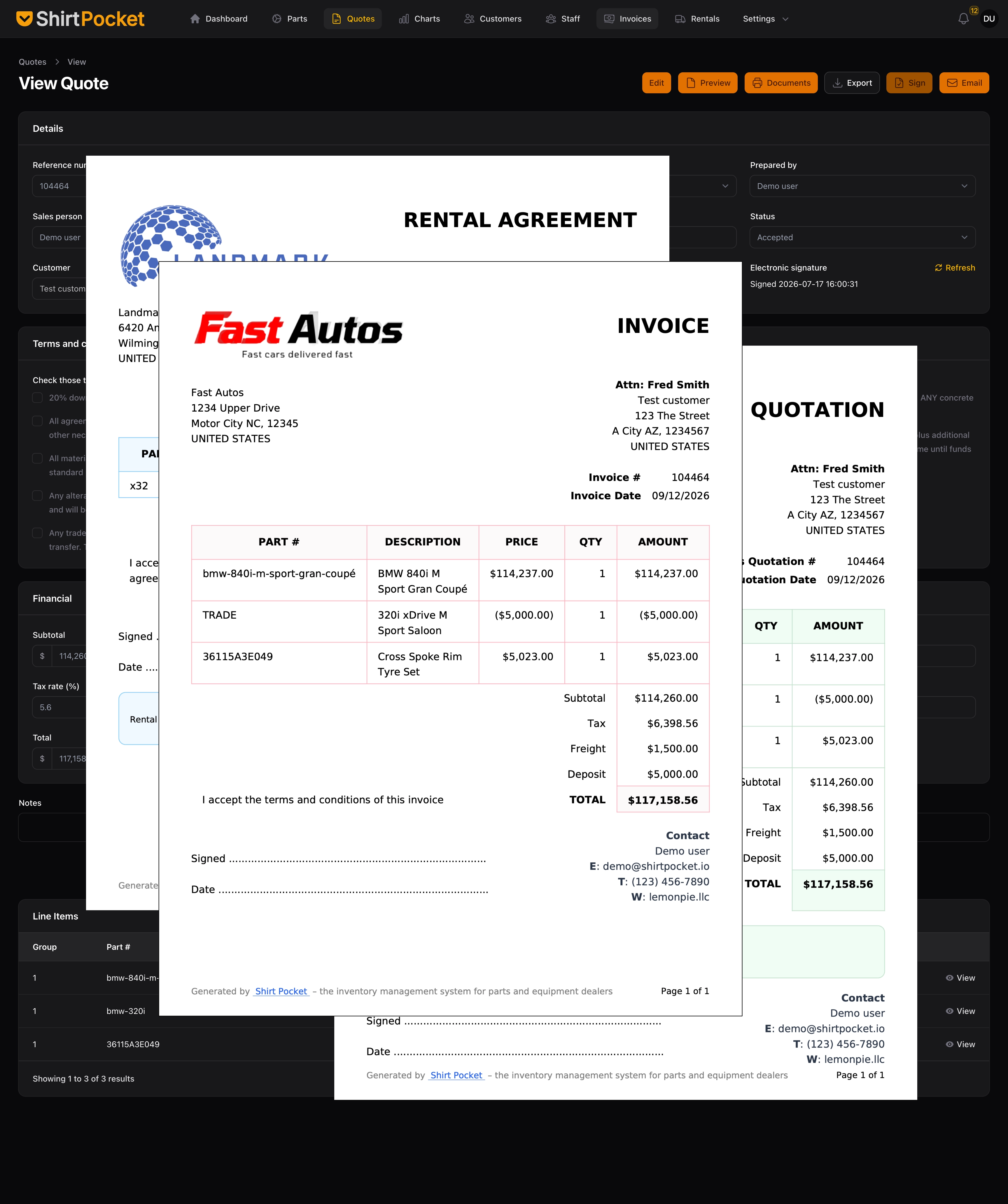 Quotation screenshot and examples